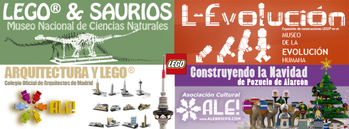 cuatro exposiciones simultáneas: L-Evolución, LEGO&saurios, Arquitectura y LEGO y Construyendo la Navidad